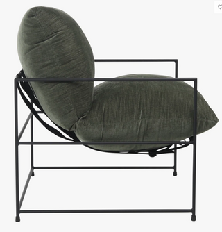 Olive Hammock Accent Chair with Black Iron Frame