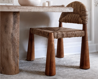 Seagrass + Teak Bell Bottom Chair