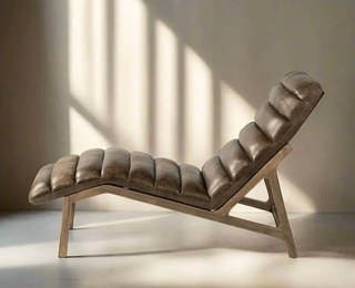Whiskey Brown Leather Chaise Lounger