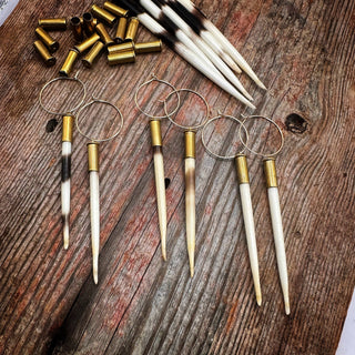 The "Beth" Porcupine Quill & Brass Casing Earrings - Bone