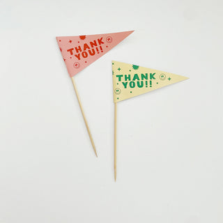 Thank you pennant flag - Holt x Palm -  Add a cute paper thank you pennant flag to your next plant gift. Each flag is the perfect size for planters up to 8 inches. 2 color options. On a wood stick card stock paper *Handmade. Please note there may be very SLIGHT imperfections . Thanks for supporting handmade. :)