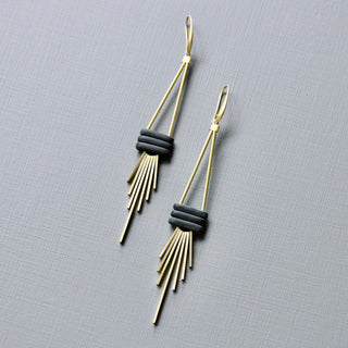 Matte Black Geometric 18k Gold Plated Earrings