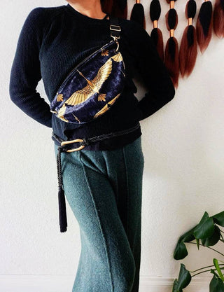 Black And Gold Heron Fanny Bag