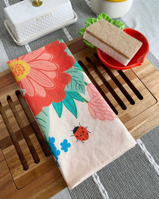 Bee Garden Floral Tea Towel