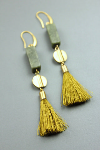 The "Jenna" Jasper and Tassel Earrings