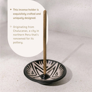 Chulucanas Ceramic Incense Holder x Palo Santo Incense Sticks - Black and White