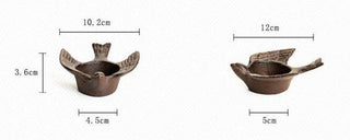 Cast Iron Sitting Bird Votive / Incense Burner