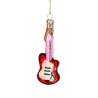Electric Guitar Vintage Instrument Glass Christmas Ornament