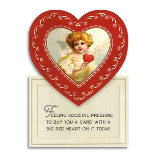 Big Red Heart Greeting Card - Holt x Palm -  Crafted with a healthy dose of sarcasm, our vintage-style Valentine's Day card playfully acknowledges the manufactured expectations of the holiday. €¢ Premium quality, soft touch cardstock €¢ Precision laser cut €¢ Includes an A2 kraft envelope (4-3/8" x 5-3/4") €¢ Blank inside Each card is printed in the USA
