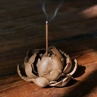 Handmade Brown Lotus Incense Holder