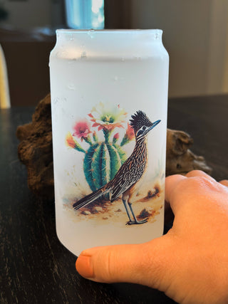 ROADRUNNER & CACTUS FROSTED BEER GLASS