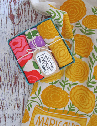 TEA TOWEL GIFT SET - (Rose, Lilac, Marigold) - Set of 3