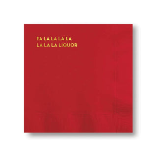 Fa La La Liquor Napkins - Holt x Palm -  €œFa la la la la, la la la liquor.€� Make a statement at your next dinner party with these funny Fa La La Liquor Napkins, perfect for someone who don't take themselves too seriously. And hey, if you don't like someone's opinion, you can always nap it up! ;) DETAIL Size: 5 x 5 Quantity: box of 20 Material: navy 3-ply tissue Printing: foil stamped Foil: gold