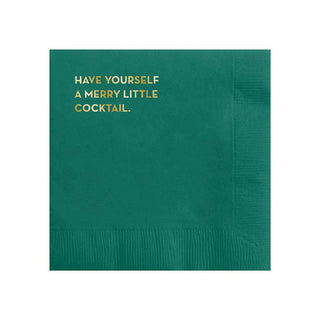 Merry Cocktail Napkins - Holt x Palm -  €œHave yourself a merry little cocktail.€� Make a statement at your next dinner party with these funny Merry Cocktail Napkins, perfect for someone who don't take themselves too seriously. And hey, if you don't like someone's opinion, you can always nap it up! ;) DETAIL Size: 5 x 5 Quantity: box of 20 Material: navy 3-ply tissue Printing: foil stamped Foil: gold