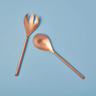 Matte Copper Serving Set - Holt x Palm -  It's all gouda when you have quality gadgets at your disposal. This stunning serving set is ideal for serving your favorite snacks and salads. Pair with our other Matte Stainless products for a dazzling complete collection. Measurements: 10.75" x 2.5". Assembled by hand in India Ethically crafted in small batches CARE INSTRUCTIONS: Hand wash with mild soap. Avoid citrus-based detergents or abrasives to preserve unique finish.
