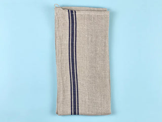 Thieffry Monogramme Black Napkins - Holt x Palm -  Traditionally crafted Belgian linen napkin. Natural linen with woven stripe detail in black. Comes in sets of 6! Up the ante at dinner with these Thieffry Monogramme Black Napkins! Taking the classic cloth napkin up a notch, these sassy linens feature a black monogramme detail to spice up your table setting. No one will be €˜napkin€™ around when you€™re around! (Pun intended!)