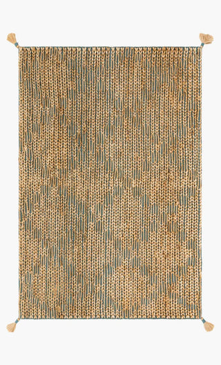 Playa - Aqua/Natural - Loloi x JB - Holt x Palm -  Jute but make it super cute! We love the color peeking through the woven jute elevating this natural woven rug to a whole new level.Durable and distinct in textural variation, the hand-woven Playa Collection offers a bohemian take on the classic natural fiber rug. The carefully crafted patterns are elevated with deep hues to add a layer of subtle color and comfort to your decor. Designed by Justina Blakeney for Loloi.