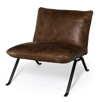 Whiskey Leather Accent Chair with Iron Base - Holt x Palm -  Beautifully crafted leather chair with a slight recline....so comfortable! Can go modern...bohemian...even (dare we say) traditional.