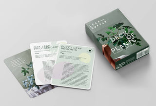 LEAF SUPPLY DECK OF PLANTS - Holt x Palm -  This is the definitive deck for anyone obsessed with house plants.Staring at plants in the nursery but don't know what to pick? Need some quick help reviving your favorite fern? Maybe you want to impress your other plant-loving (read: have no more flat surfaces) friends with your trivia? This deck of cards has everything you need to keep your plants thriving and become an expert on different varieties.