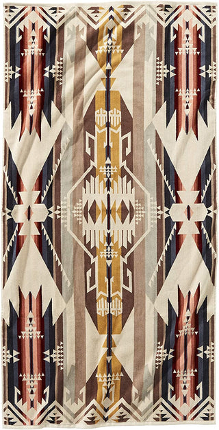 Hand Towel - White Sands by Pendleton - Holt x Palm -  Extra-plush terry velour bath towel is sheared to a velvety softness on one side, looped for superior absorbency on the other. Thick and luxurious, this striking jacquard towel is specially woven to keep its rich color, wash after wash. Hand Towel: 18" x 30" 100% cotton Machine wash Imported These towels are made following environmentally-friendly standards and under safe, socially responsible working conditions as certified by OEKO-TEX®.